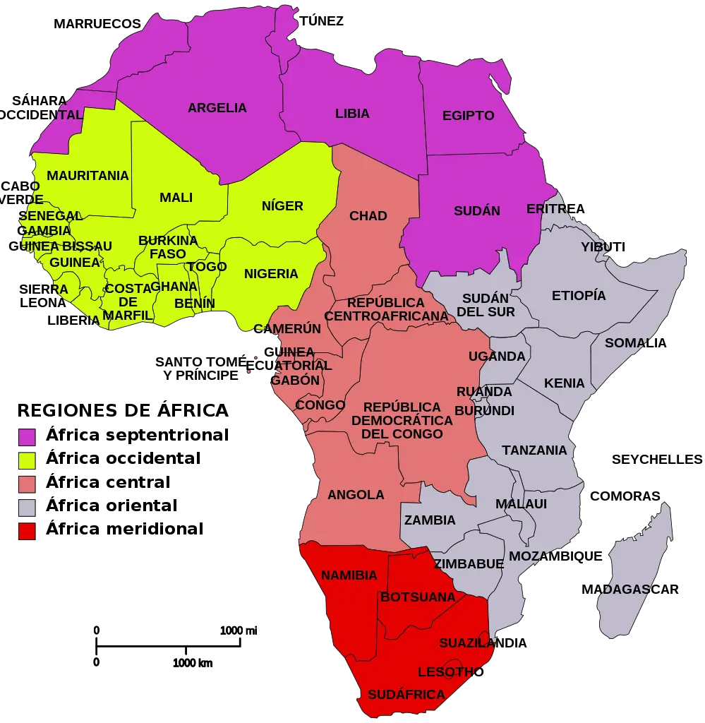 PaÍses Y Capitales De África División Política Y Sus Regiones 1567